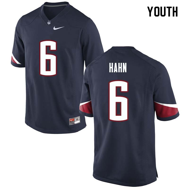 Youth #6 Eddie Hahn Uconn Huskies College Football Jerseys Sale-Navy - Click Image to Close